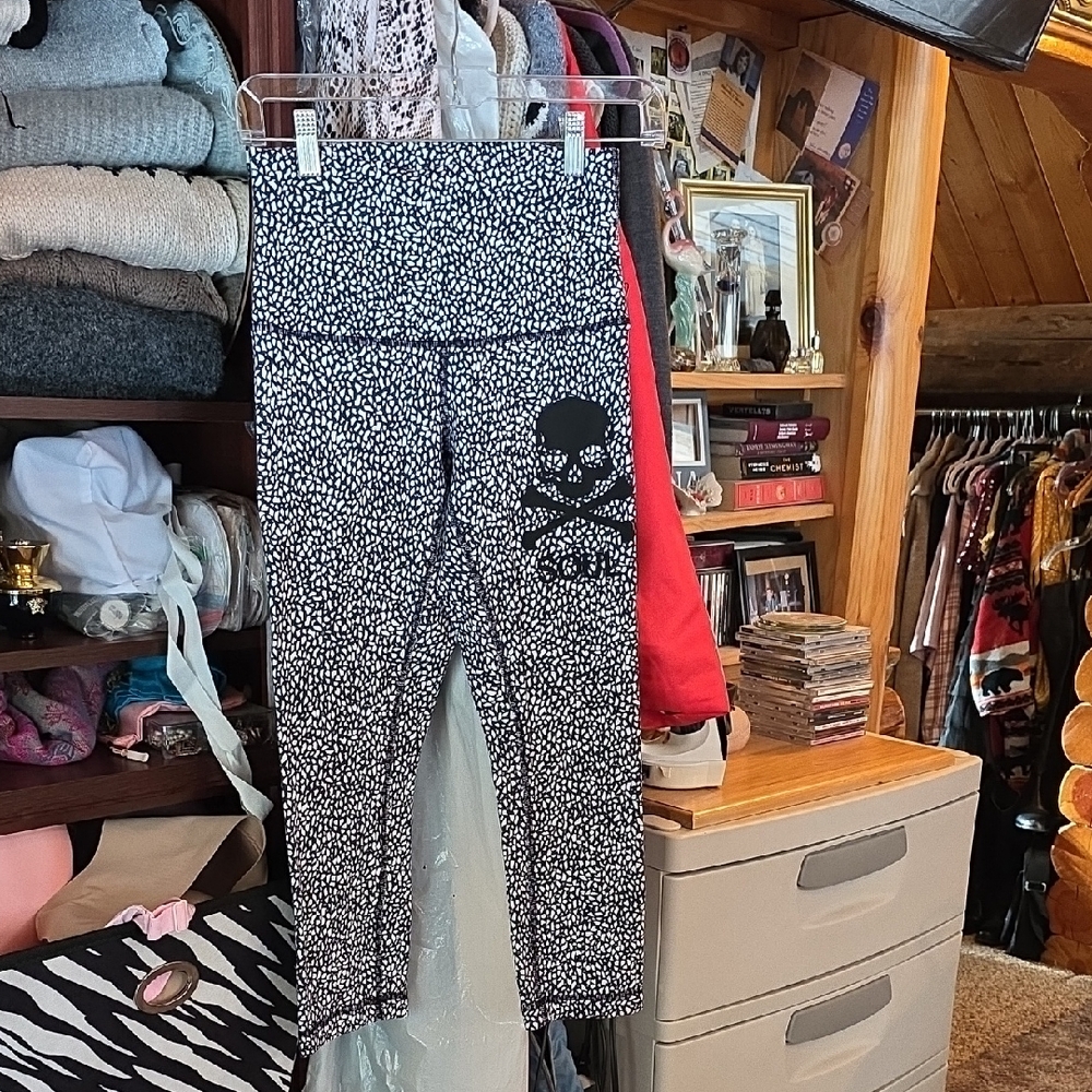 Lululemon Athletica Black and White Skull Joggers